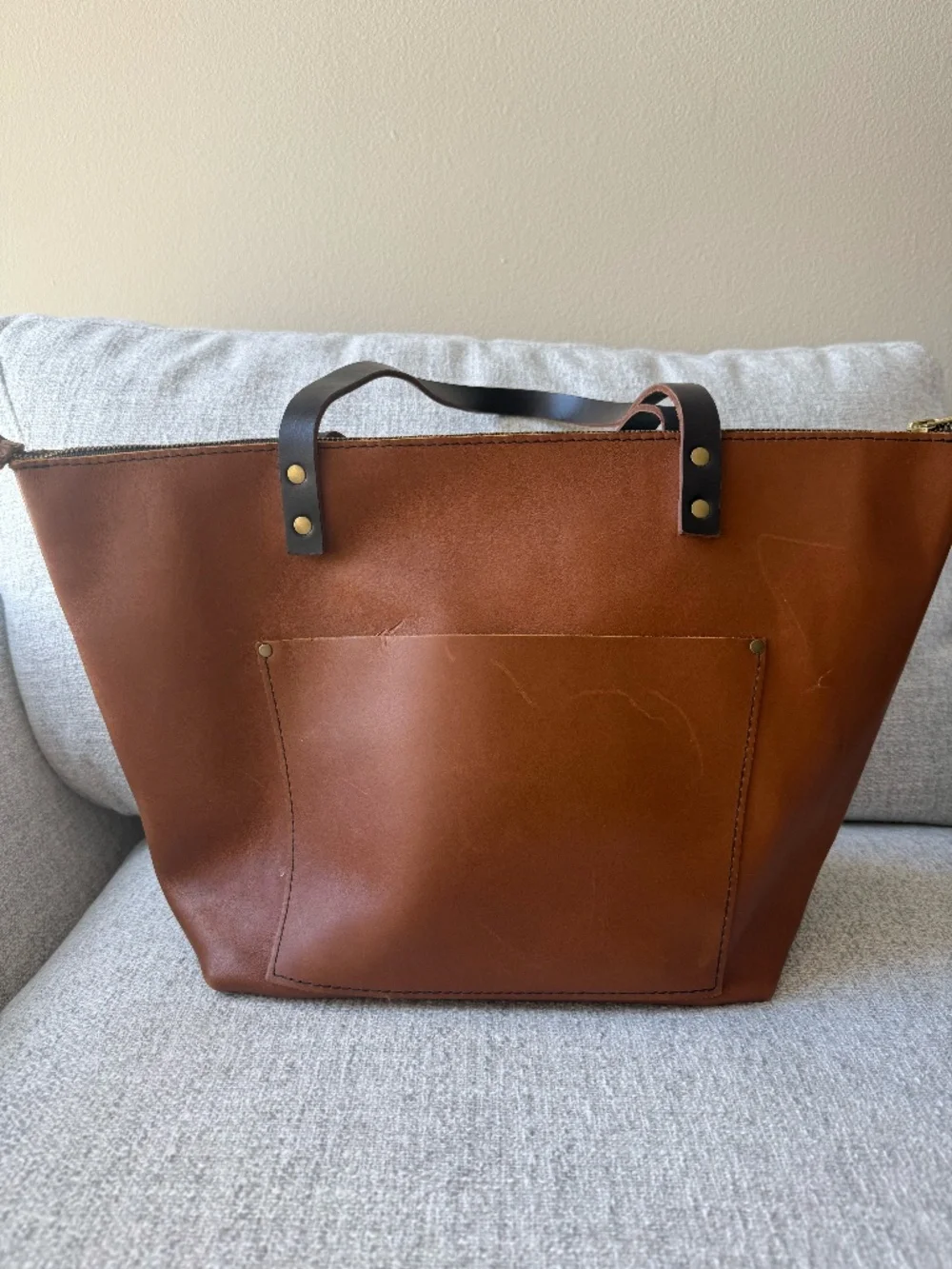 Portland Leather Tote Bag Zipper in Honey - Large - Picture 1 of 4